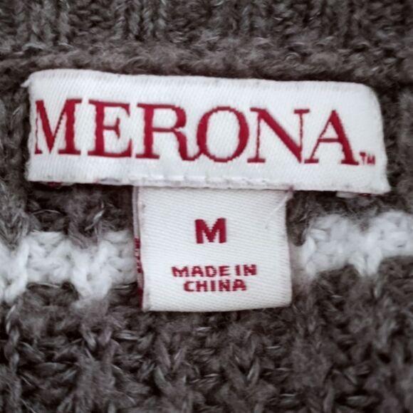 MERONA GRAY & WHITE STRIPE SWEATER SZ.M EUC - Picture 4 of 5